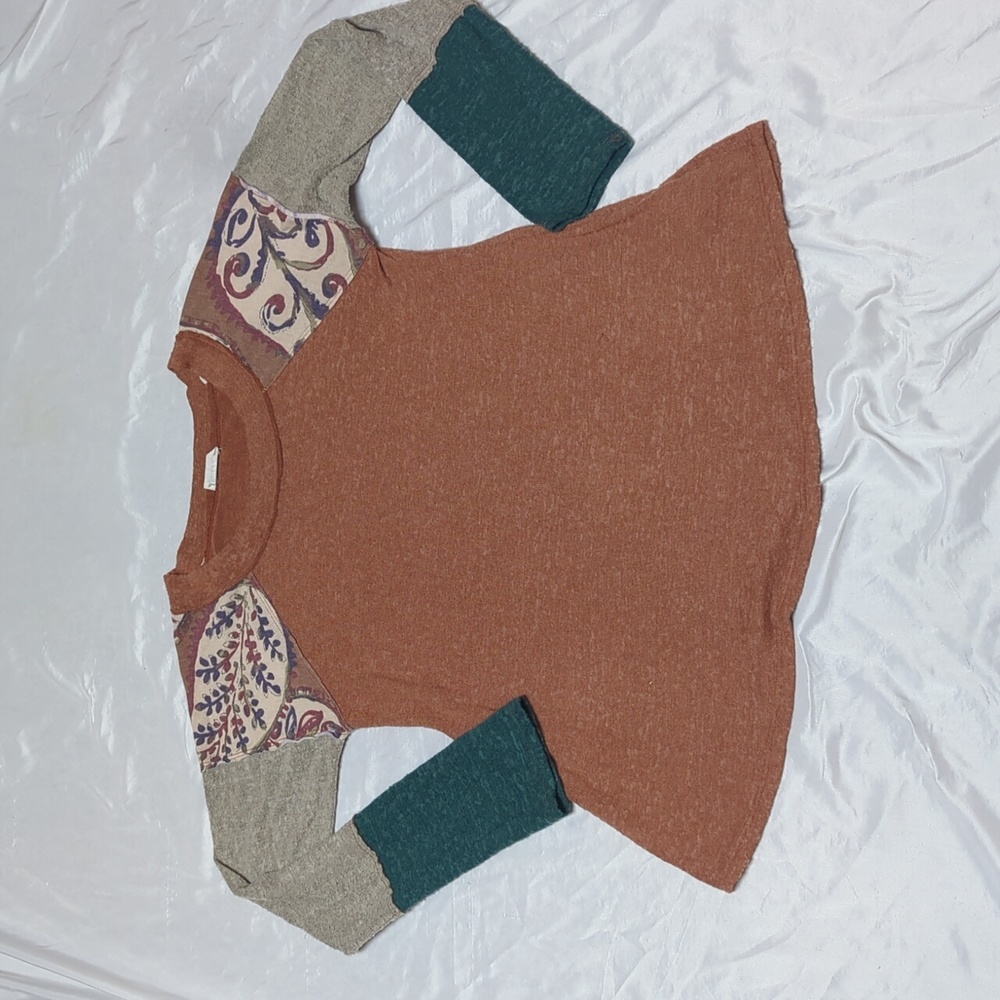 Bucketlist Patchwork Slub Fabric Long Sleeve Bohe… - image 1